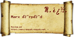 Marx Árpád névjegykártya